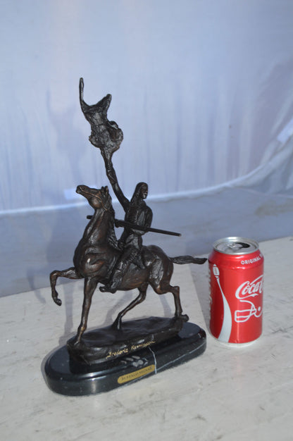 Buffalo Signal Bronze Statue by Remington 13H -  Size: 8"L x 3"W x 13"H.