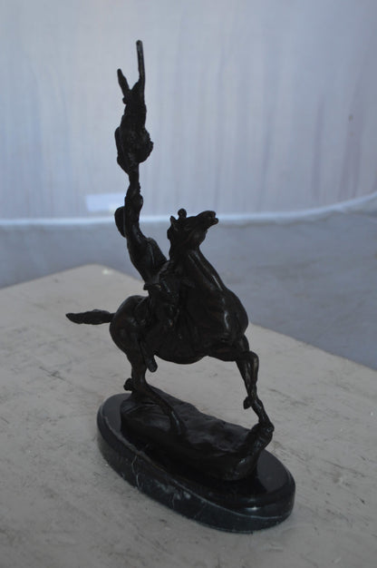 Buffalo Signal Bronze Statue by Remington 13H -  Size: 8"L x 3"W x 13"H.