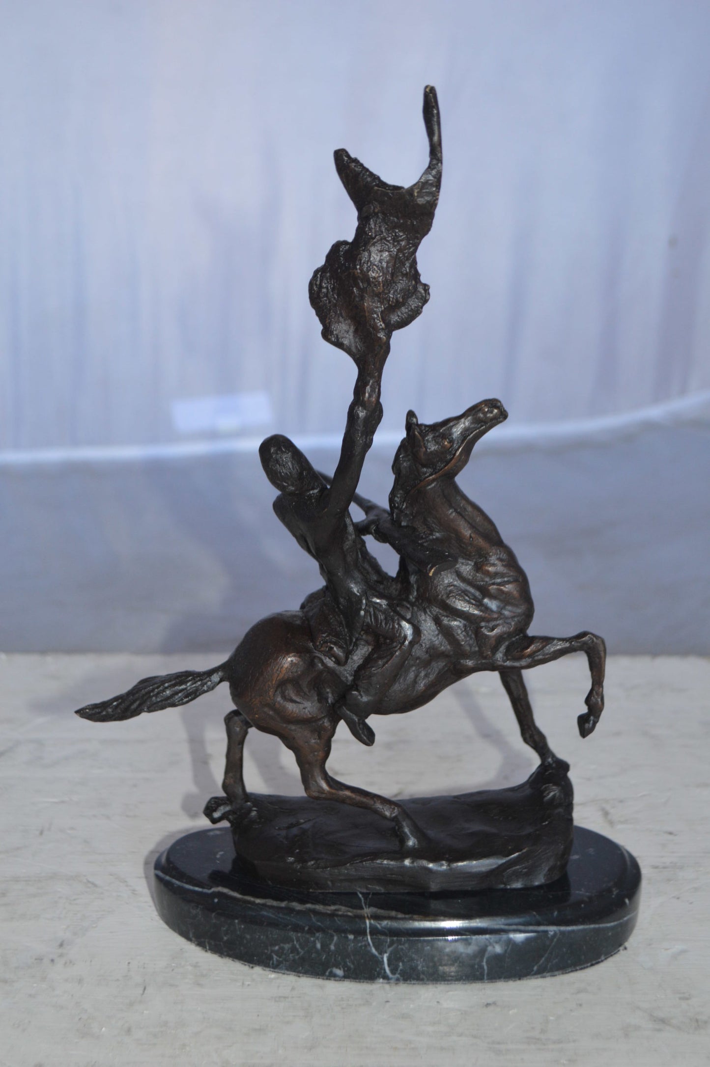 Buffalo Signal Bronze Statue by Remington 13H -  Size: 8"L x 3"W x 13"H.