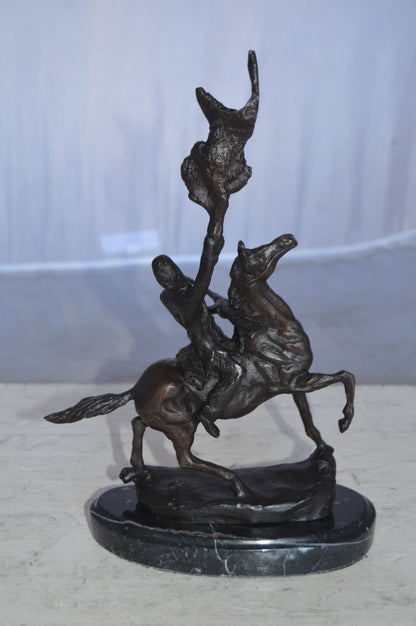 Buffalo Signal Bronze Statue by Remington 13H -  Size: 8"L x 3"W x 13"H.