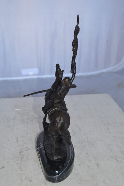 Buffalo Signal Bronze Statue by Remington 13H -  Size: 8"L x 3"W x 13"H.