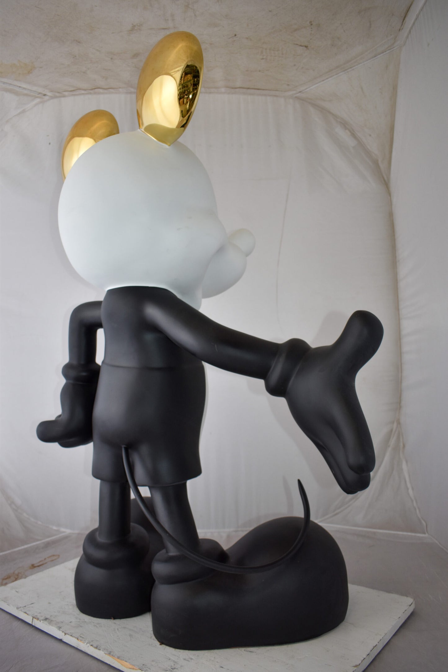 Monochrome Mickey Mouse with Gold Ears Resin Statue Size: 31" x 15" x 48"H
