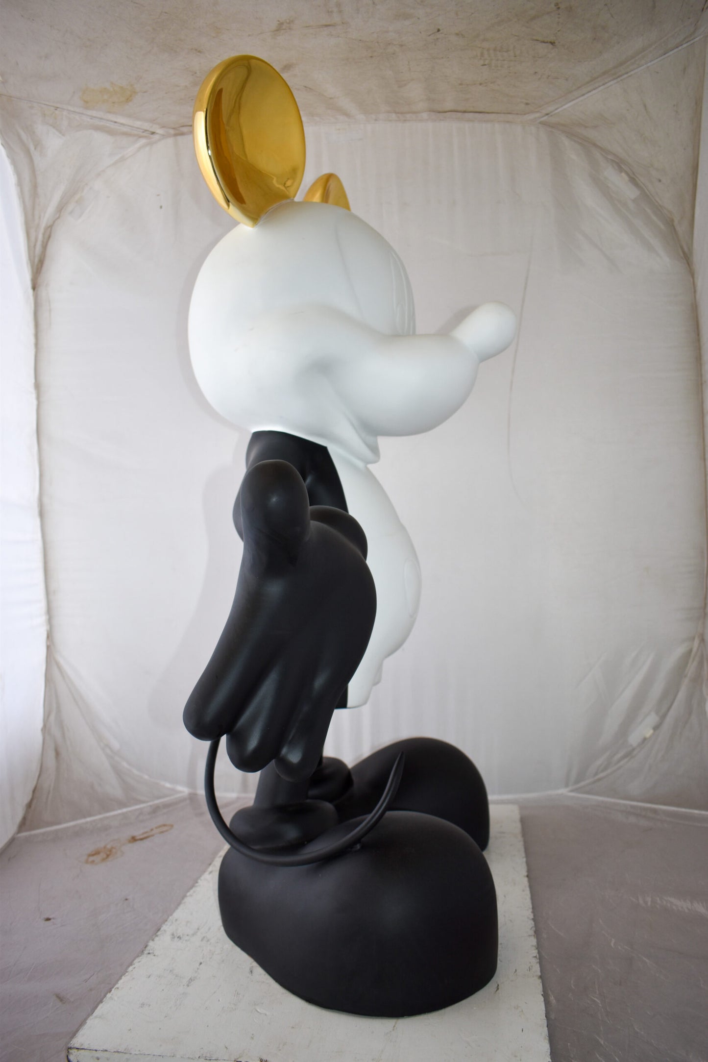Monochrome Mickey Mouse with Gold Ears Resin Statue Size: 31" x 15" x 48"H