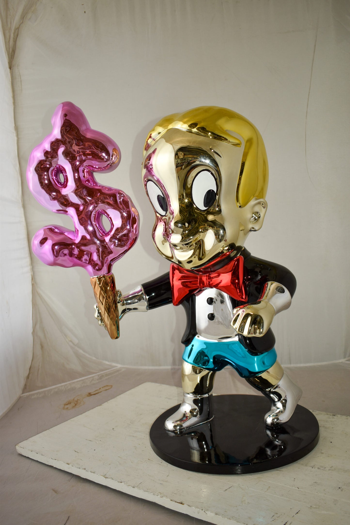 Cartoon Monopoly Boy with Money Cotton Candy Resin Statue Size: 15" x 24" x 31"H