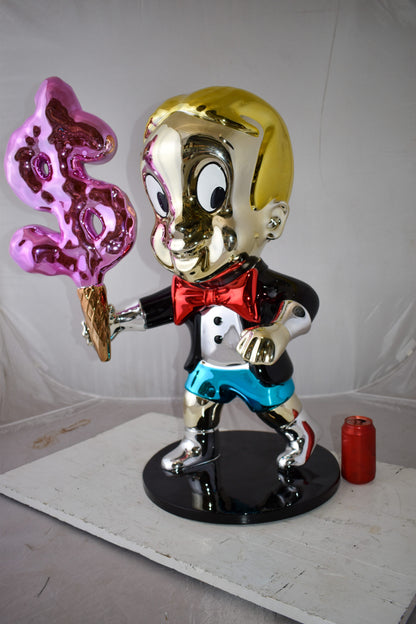 Cartoon Monopoly Boy with Money Cotton Candy Resin Statue Size: 15" x 24" x 31"H