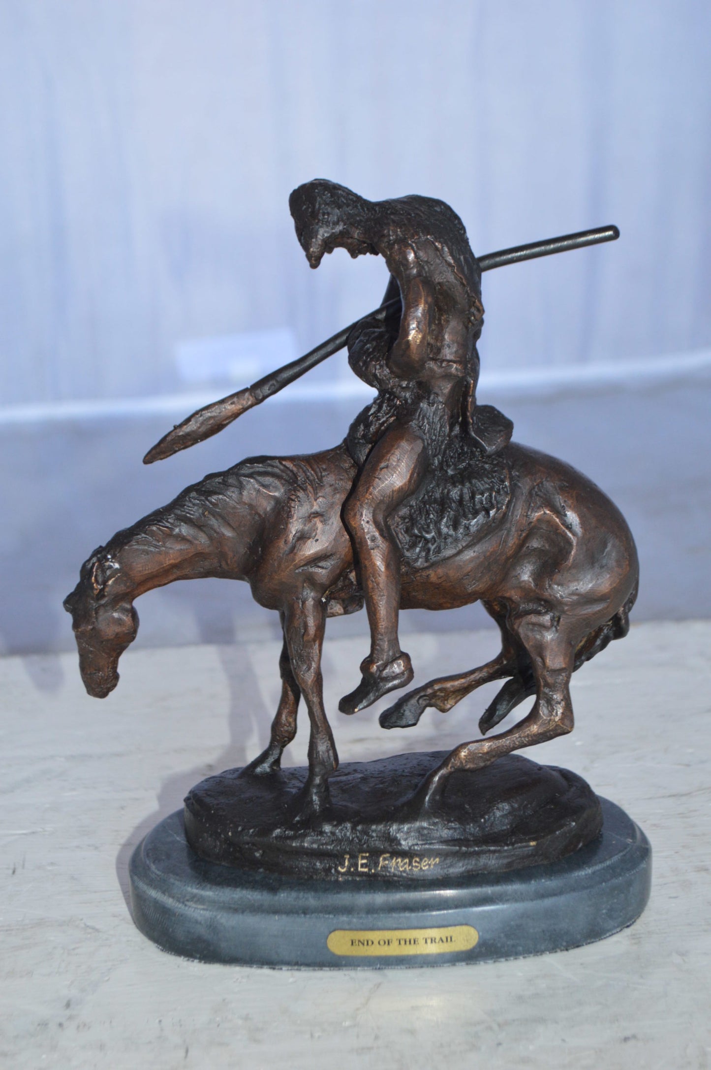 End of the Trail by James Fraser statue - replica -  Size: 7"L x 3"W x 9"H.