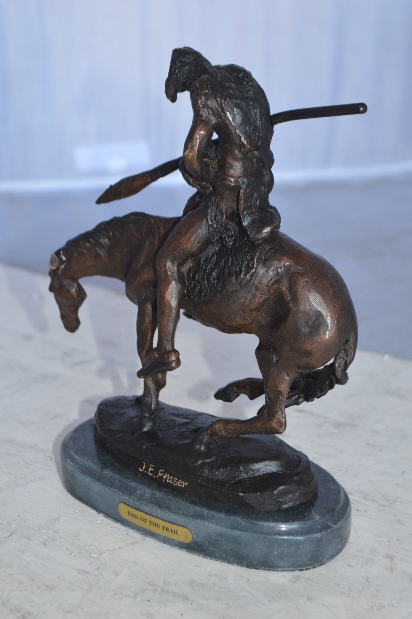 End of the Trail by James Fraser statue - replica -  Size: 7"L x 3"W x 9"H.