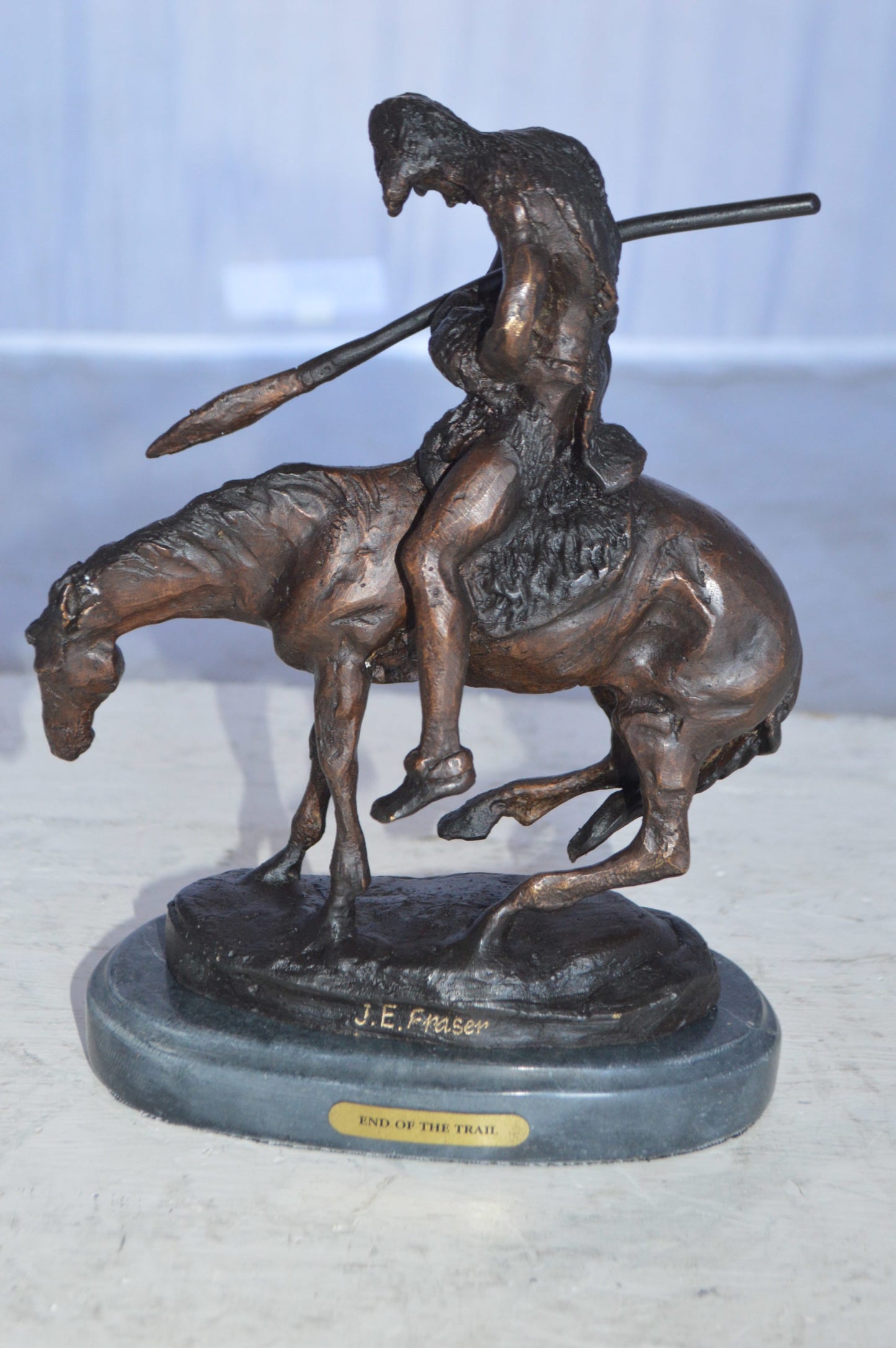 End of the Trail by James Fraser statue - replica -  Size: 7"L x 3"W x 9"H.