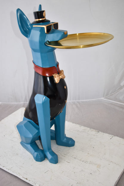 Happy Hostess Dog Resin Statue with Blue and Black Finish Size: 19" x 9" x 28"H