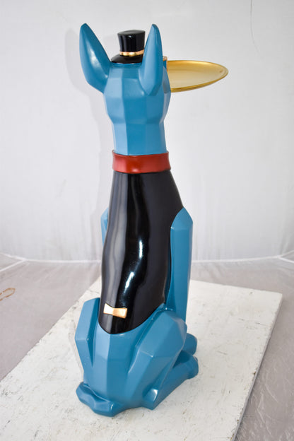 Happy Hostess Dog Resin Statue with Blue and Black Finish Size: 19" x 9" x 28"H