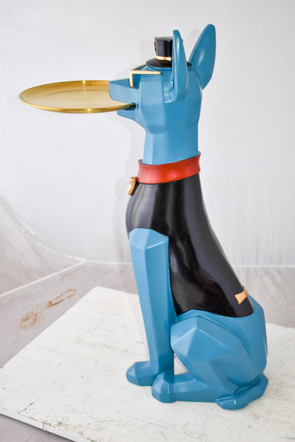 Happy Hostess Dog Resin Statue with Blue and Black Finish Size: 19" x 9" x 28"H