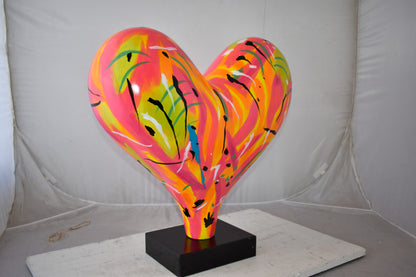 Eclectic Multicolor Heart 3D Statue on Black Base Size: 24" x 12" x 25"H