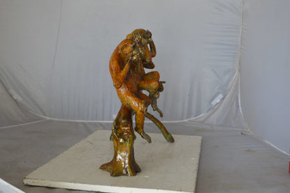 Three wise monkeys on a tree branch bronze statue - Size: 27"L x 11"W x 18"H.