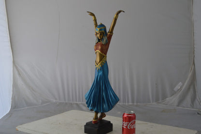 Gypsy dancer raising hands bronze statue - Size: 10"L x 6"W x 25"H.