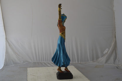 Gypsy dancer raising hands bronze statue - Size: 10"L x 6"W x 25"H.