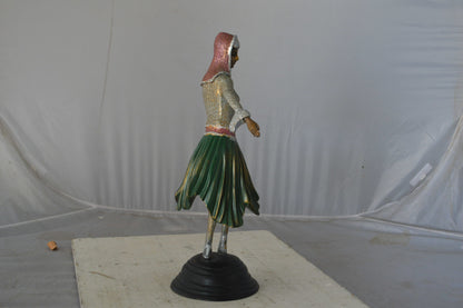 Gypsy dancer with green dress bronze statue - Size: 12"L x 9"W x 30"H.