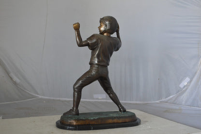 Young Quarterback bronze statue - Size: 14"L x 6"W x 20"H.