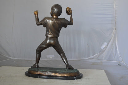 Young Quarterback bronze statue - Size: 14"L x 6"W x 20"H.
