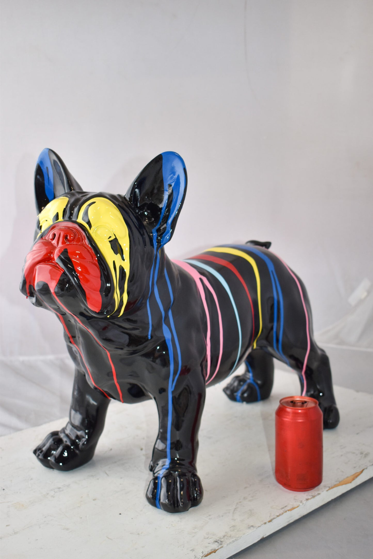 French Bulldog Colored with Paint Drops Resin Statue Size: 24" x 11" x 18"H