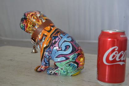 Graffiti Bulldog made of resin Statue - Size: 8"L x 4"W x 7"H.