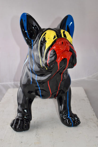 French Bulldog Colored with Paint Drops Resin Statue Size: 24" x 11" x 18"H