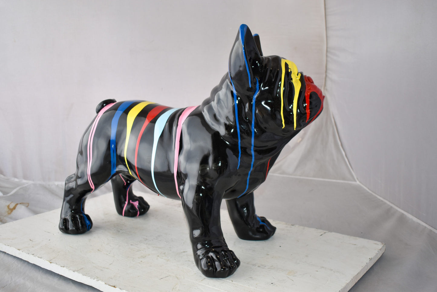 French Bulldog Colored with Paint Drops Resin Statue Size: 24" x 11" x 18"H