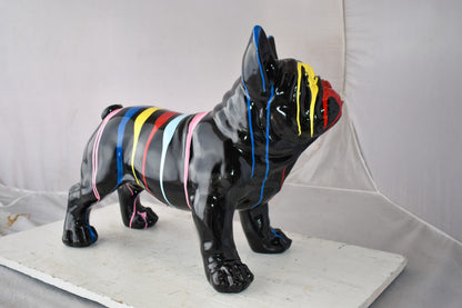French Bulldog Colored with Paint Drops Resin Statue Size: 24" x 11" x 18"H