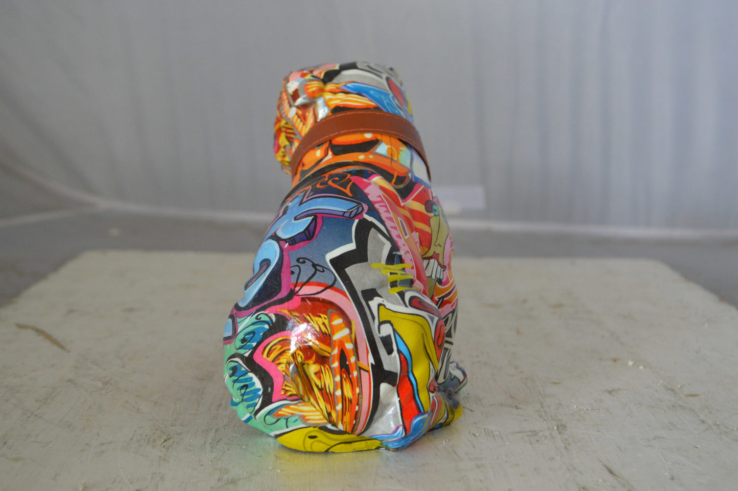 Graffiti Bulldog made of resin Statue - Size: 8"L x 4"W x 7"H.