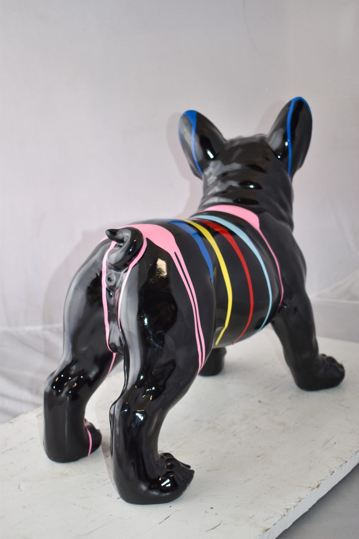 French Bulldog Colored with Paint Drops Resin Statue Size: 24" x 11" x 18"H