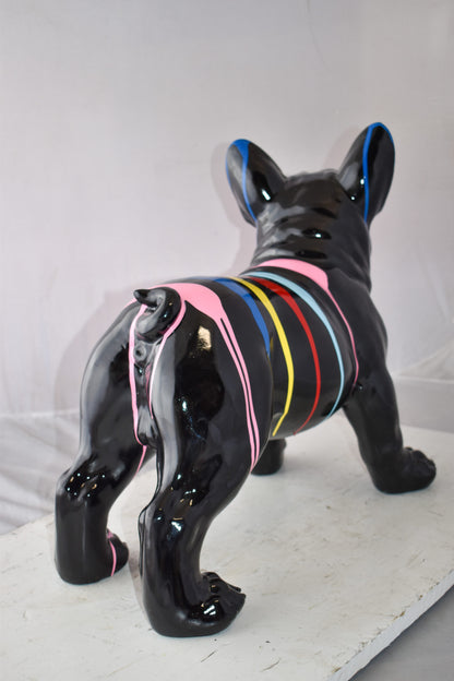 French Bulldog Colored with Paint Drops Resin Statue Size: 24" x 11" x 18"H
