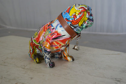 Graffiti Bulldog made of resin Statue - Size: 8"L x 4"W x 7"H.