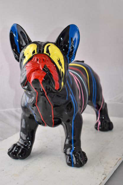 French Bulldog Colored with Paint Drops Resin Statue Size: 24" x 11" x 18"H