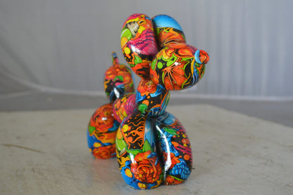 Graffiti balloon dog Resin statue - Size: 9"L x 4"W x 7"H.