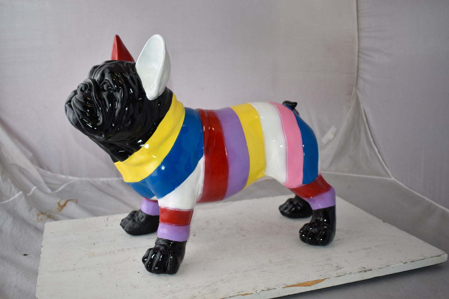 French Bulldog Multicolored Large Resin Statue Size: 24" x 11" x 18"H