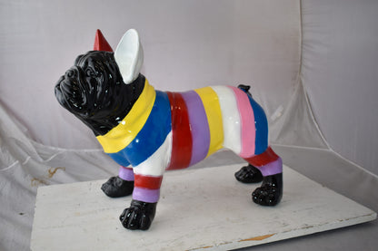 French Bulldog Multicolored Large Resin Statue Size: 24" x 11" x 18"H