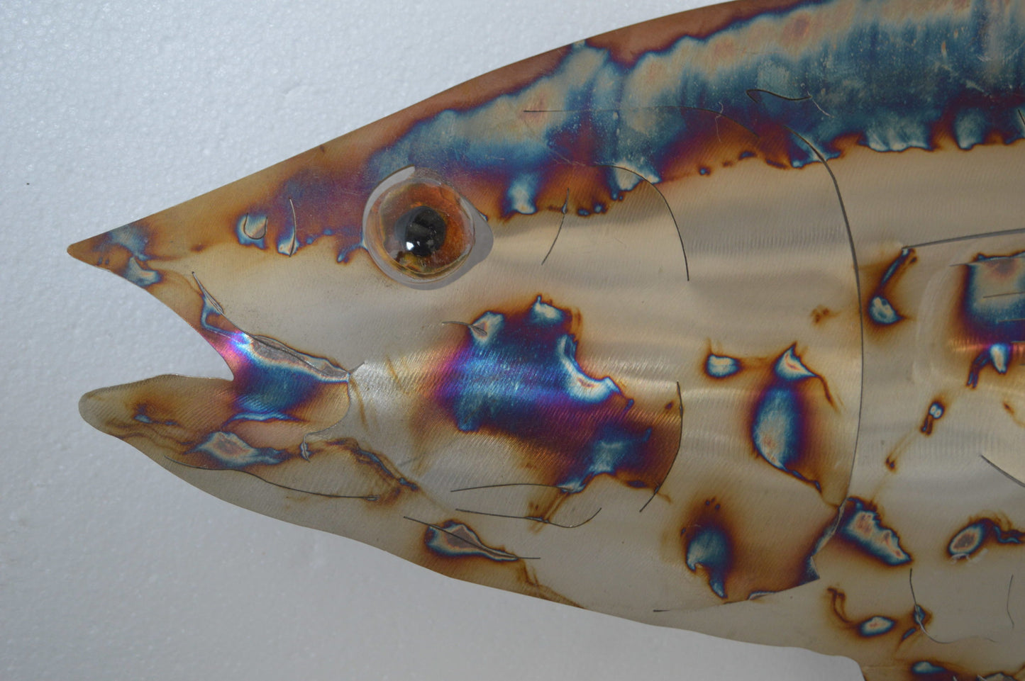 Jack fish wall mounted laser cut steel - Size: 37"L x 2"W x 18"H.