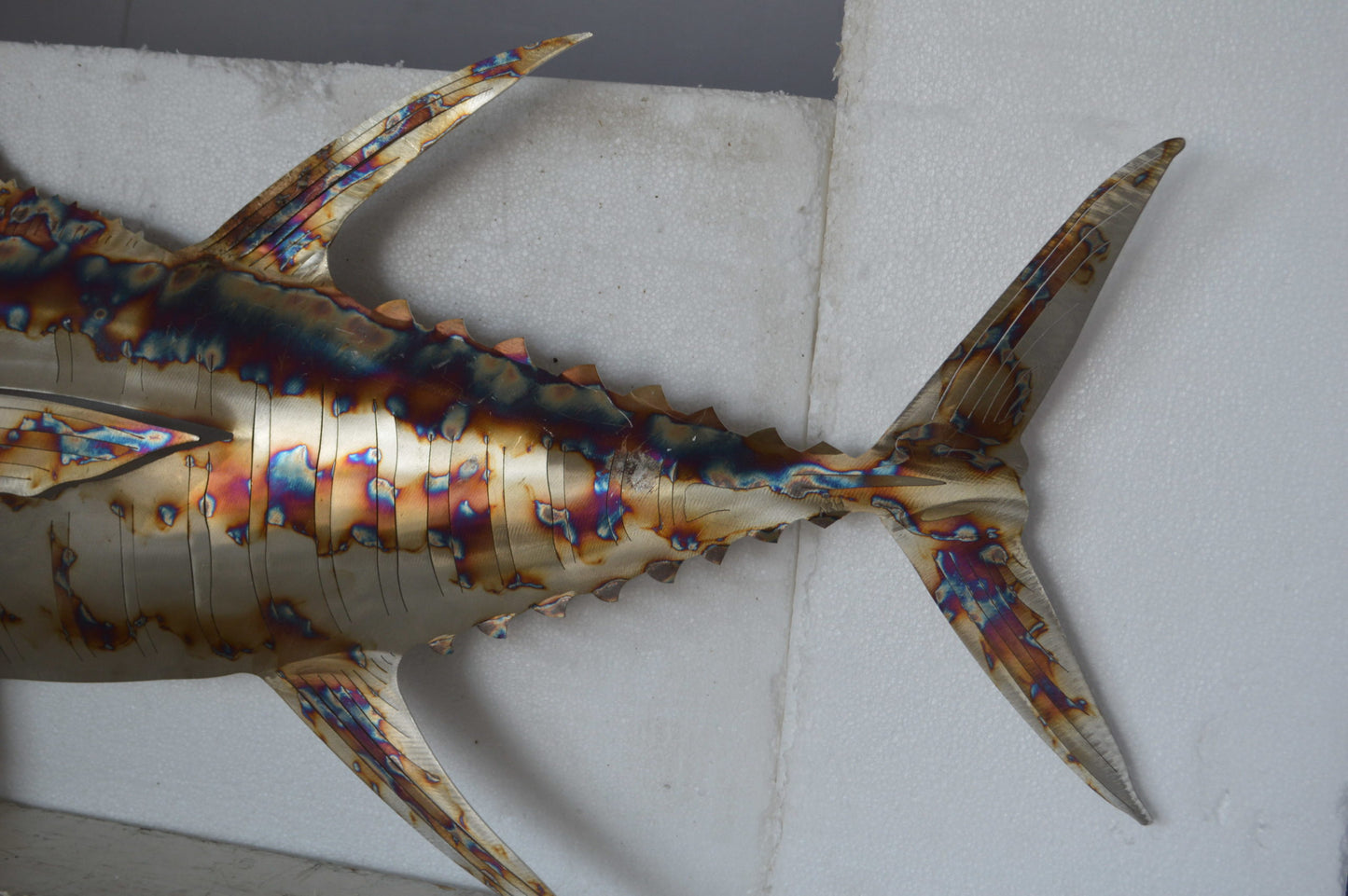 Jack fish wall mounted laser cut steel - Size: 37"L x 2"W x 18"H.