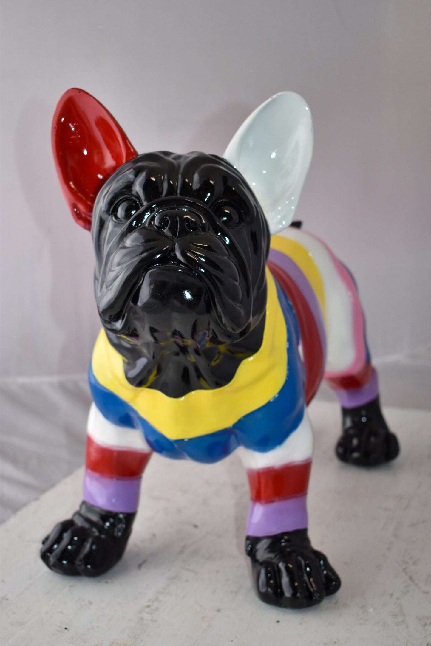 French Bulldog Multicolored Large Resin Statue Size: 24" x 11" x 18"H