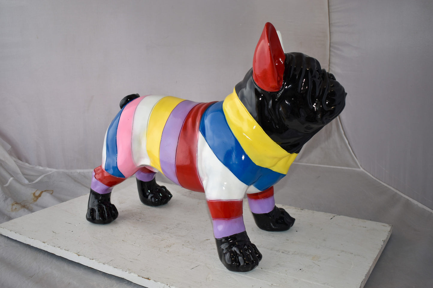 French Bulldog Multicolored Large Resin Statue Size: 24" x 11" x 18"H