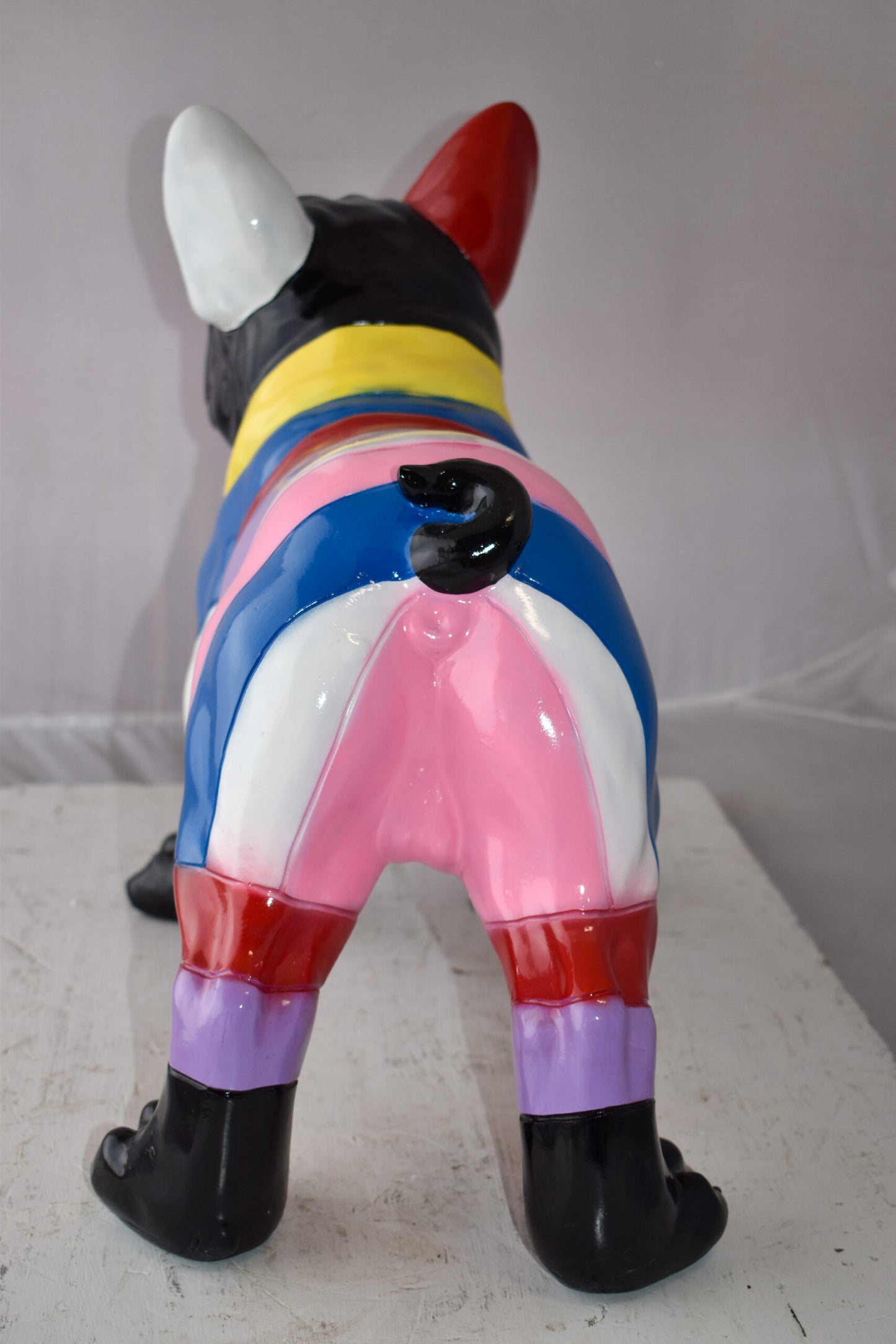 French Bulldog Multicolored Large Resin Statue Size: 24" x 11" x 18"H