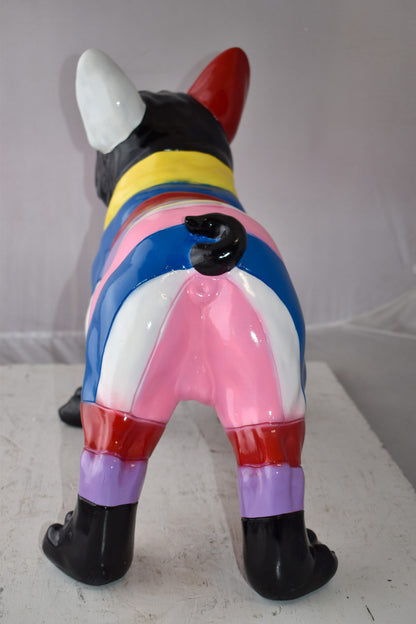 French Bulldog Multicolored Large Resin Statue Size: 24" x 11" x 18"H