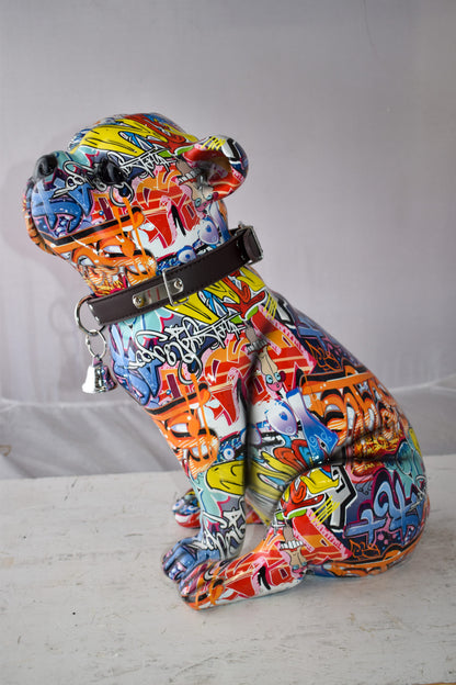French Bulldog Painted with Graffiti Colors Resin Statue Size: 18" x 11" x 19"H