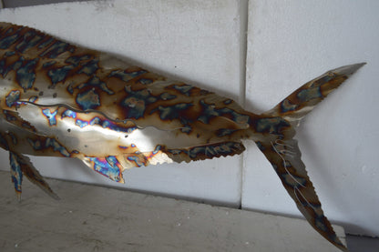 Mahi Mahi laser cut steel wall mounted - Size: 33"L x 2"W x 13"H.