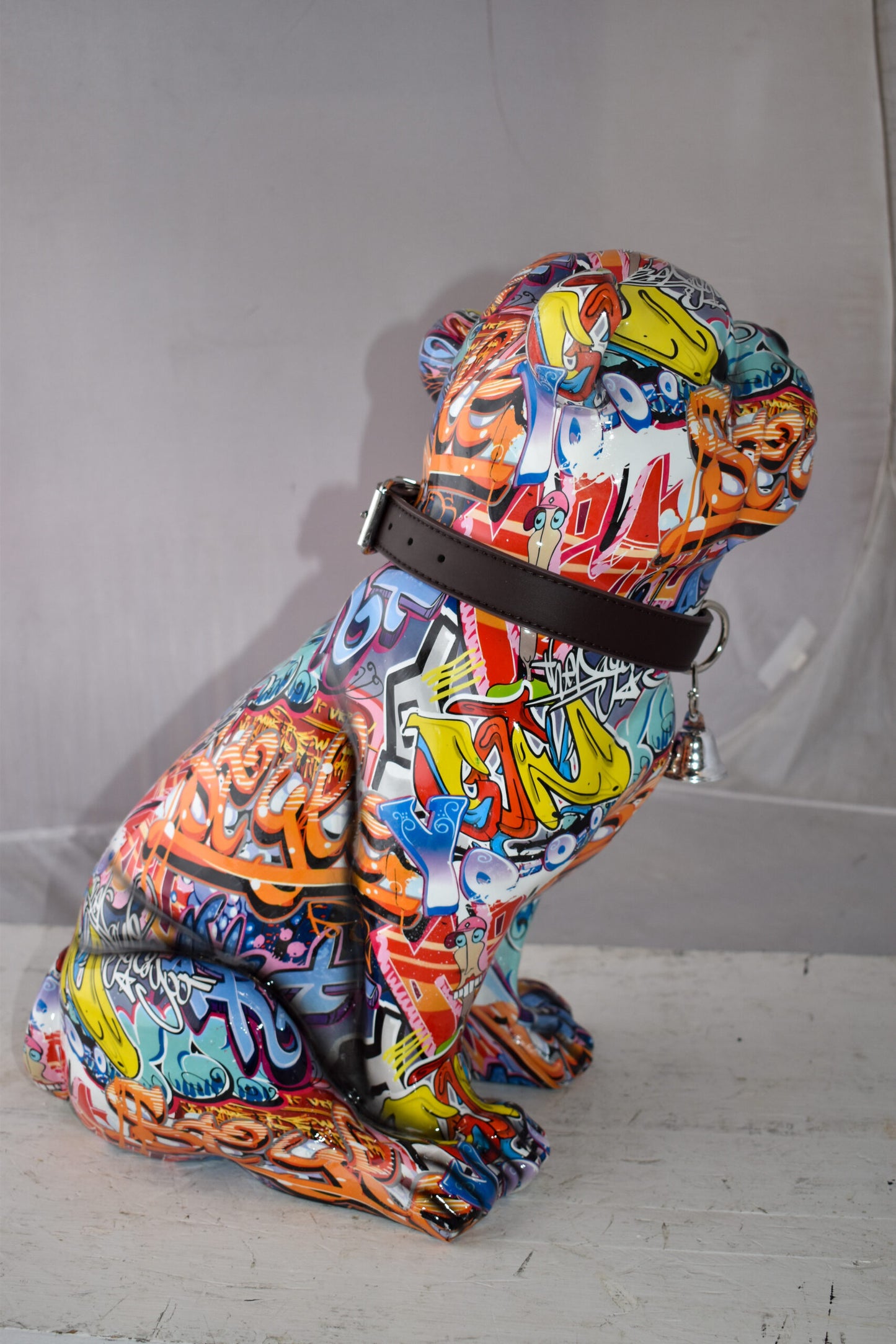 French Bulldog Painted with Graffiti Colors Resin Statue Size: 18" x 11" x 19"H