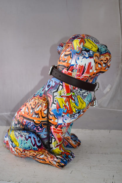 French Bulldog Painted with Graffiti Colors Resin Statue Size: 18" x 11" x 19"H
