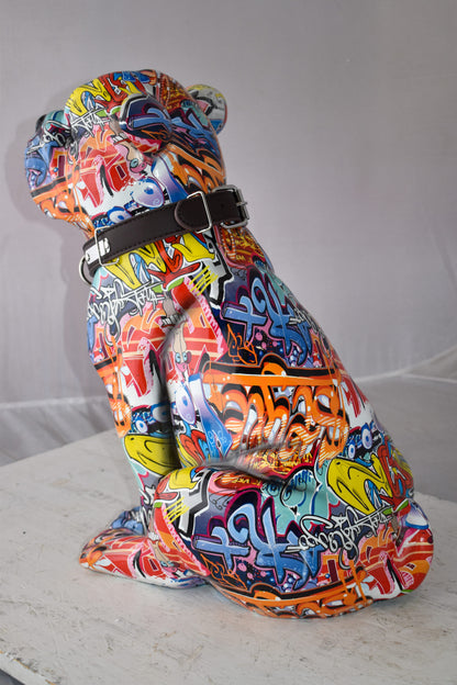 French Bulldog Painted with Graffiti Colors Resin Statue Size: 18" x 11" x 19"H