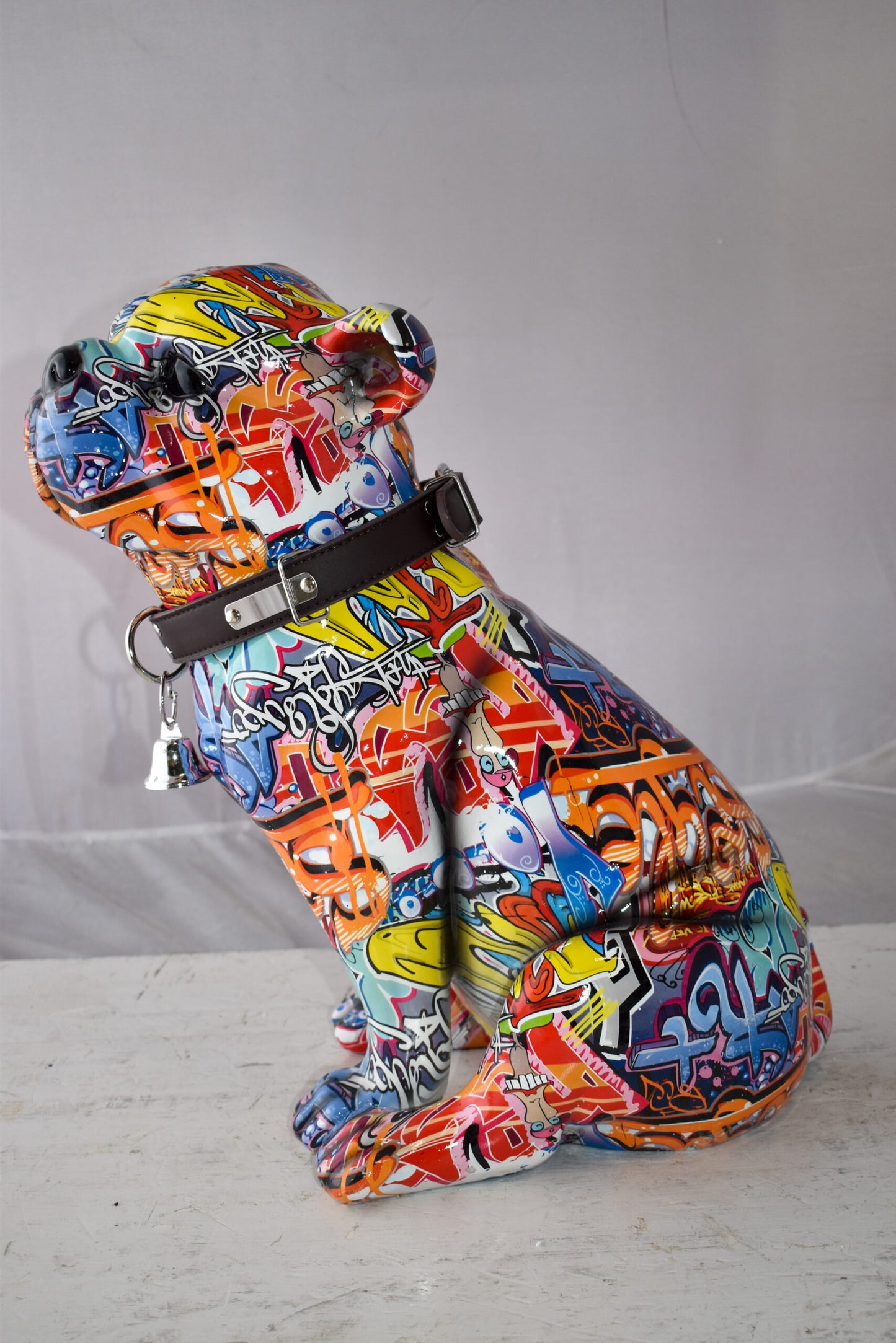 French Bulldog Painted with Graffiti Colors Resin Statue Size: 18" x 11" x 19"H