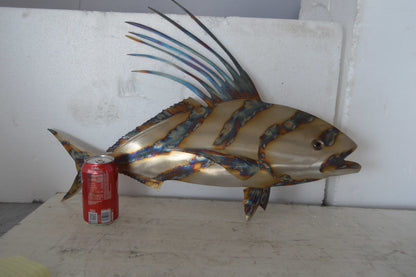 Snapper fish laser cut steel wall mounted - Size: 26"L x 2"W x 17"H.