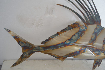 Snapper fish laser cut steel wall mounted - Size: 26"L x 2"W x 17"H.
