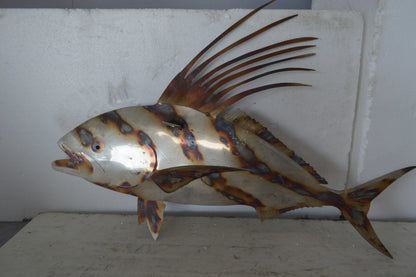 Snapper fish laser cut steel wall mounted - Size: 26"L x 2"W x 17"H.